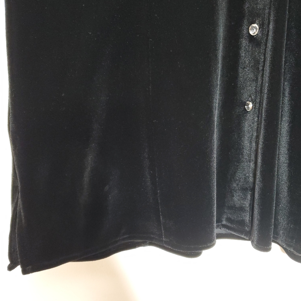 Vintage Quacker factory Velvet Shirt Sz XL Minimalist Velour Dark Academia Goth - Picture 10 of 11